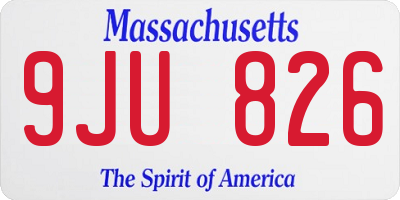 MA license plate 9JU826