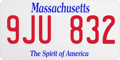 MA license plate 9JU832