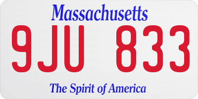 MA license plate 9JU833