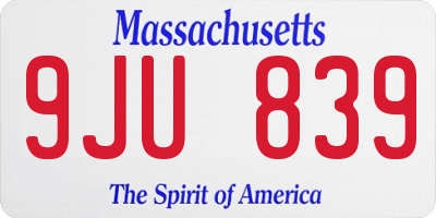 MA license plate 9JU839