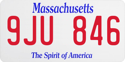 MA license plate 9JU846