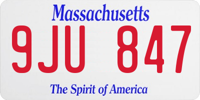 MA license plate 9JU847