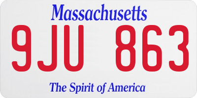 MA license plate 9JU863
