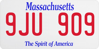 MA license plate 9JU909