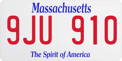 MA license plate 9JU910