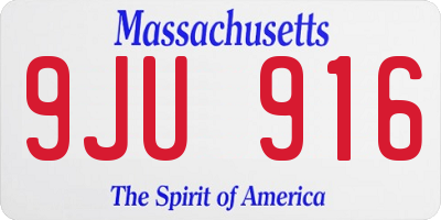 MA license plate 9JU916