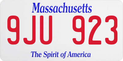 MA license plate 9JU923