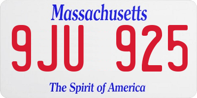 MA license plate 9JU925