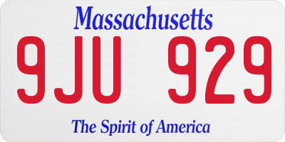 MA license plate 9JU929
