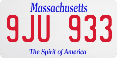 MA license plate 9JU933