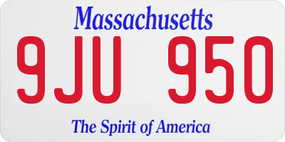 MA license plate 9JU950