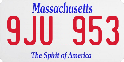 MA license plate 9JU953