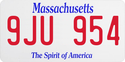 MA license plate 9JU954