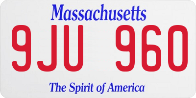 MA license plate 9JU960