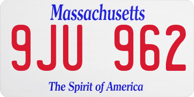MA license plate 9JU962