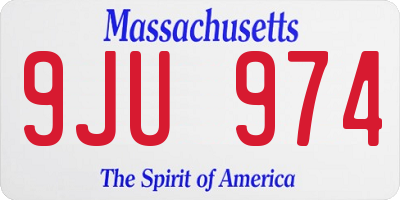 MA license plate 9JU974
