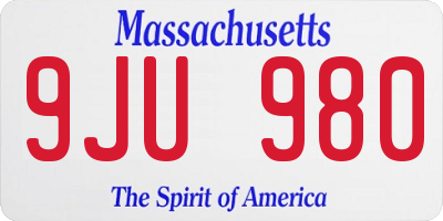 MA license plate 9JU980