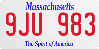 MA license plate 9JU983
