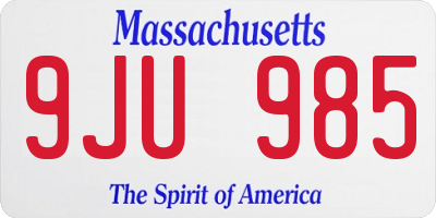 MA license plate 9JU985