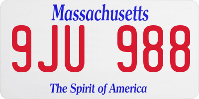 MA license plate 9JU988