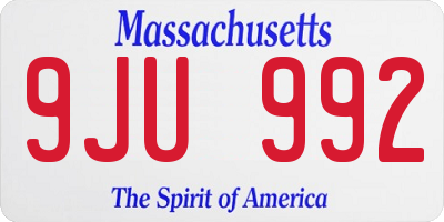 MA license plate 9JU992
