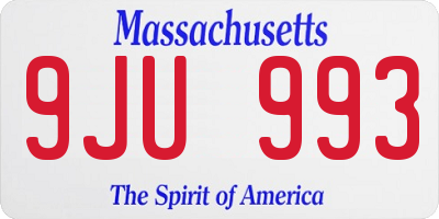 MA license plate 9JU993
