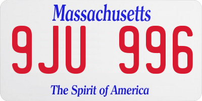 MA license plate 9JU996