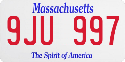 MA license plate 9JU997