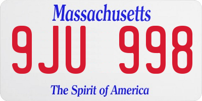 MA license plate 9JU998