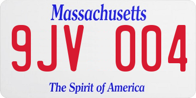 MA license plate 9JV004