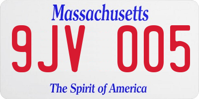 MA license plate 9JV005