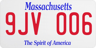 MA license plate 9JV006