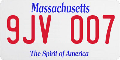 MA license plate 9JV007