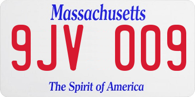 MA license plate 9JV009