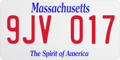 MA license plate 9JV017