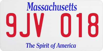 MA license plate 9JV018