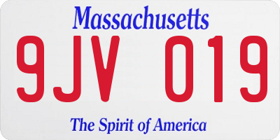 MA license plate 9JV019