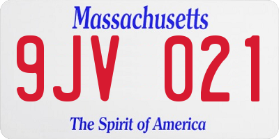 MA license plate 9JV021