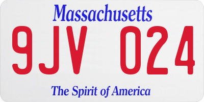 MA license plate 9JV024