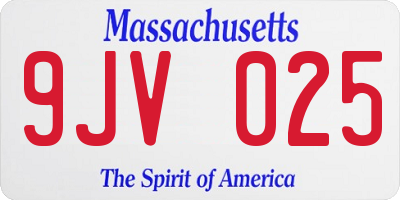 MA license plate 9JV025