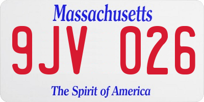 MA license plate 9JV026