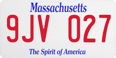 MA license plate 9JV027
