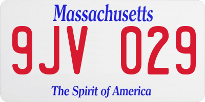 MA license plate 9JV029