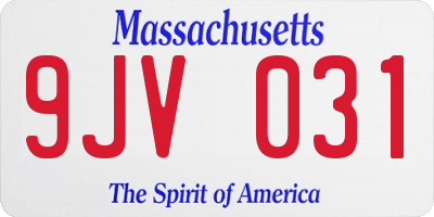 MA license plate 9JV031