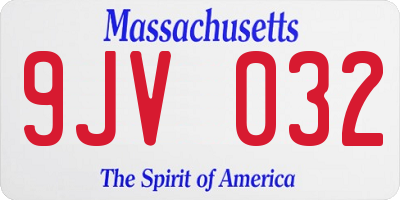 MA license plate 9JV032