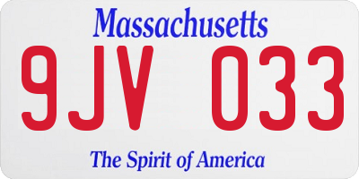MA license plate 9JV033