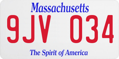 MA license plate 9JV034