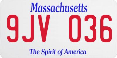 MA license plate 9JV036