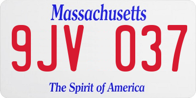 MA license plate 9JV037