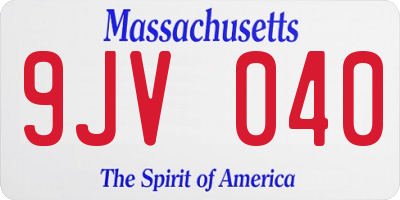 MA license plate 9JV040